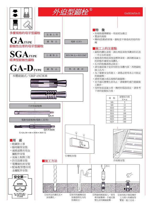 三分外迫 グリップアンカー GA-3040TW