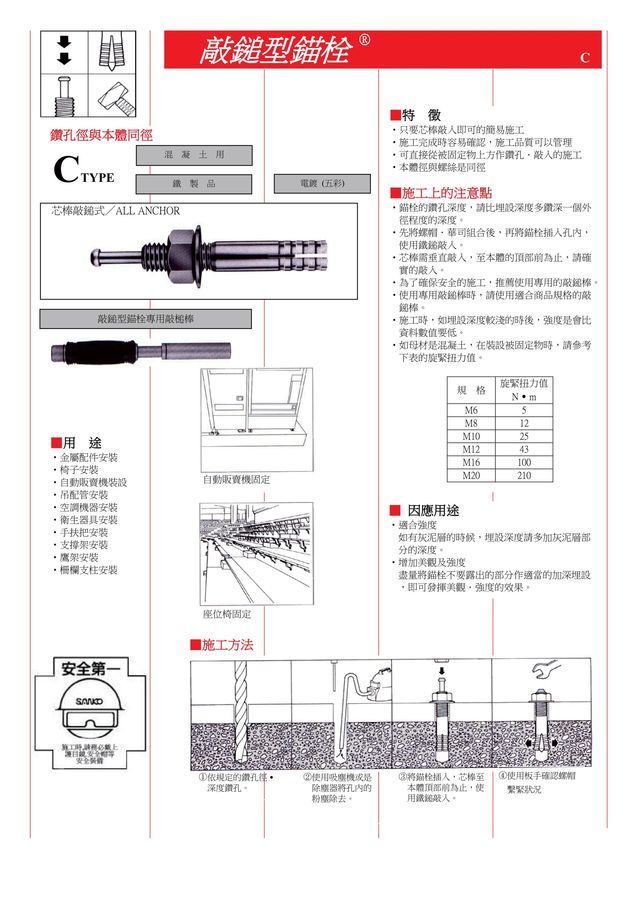 鎚釘式錨栓 オールアンカー C-870