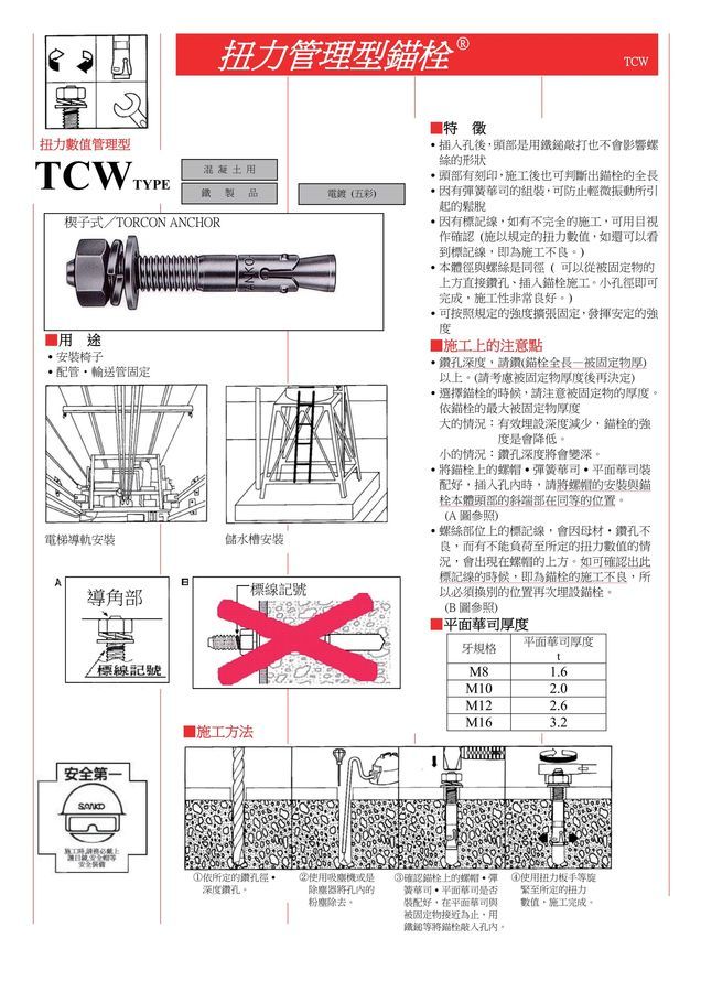 拉脹式錨栓 トルコンアンカー  TCW-655
