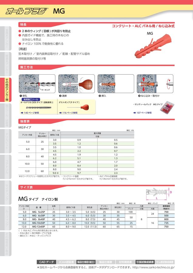 尼龍釘套 オールプラグ MG-M5×25P