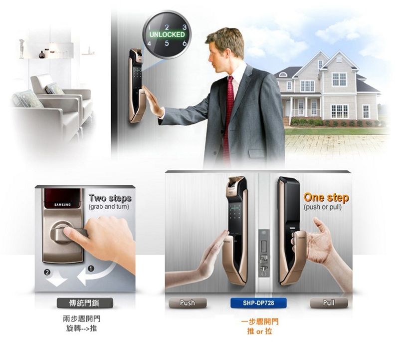 三星電子鎖五合一SHP-DP728銀