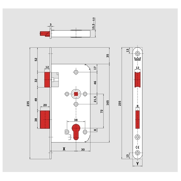 DORMAKABA 281 加寬型水平鎖 Wide Stile Sash Lock-美德亞有限公司