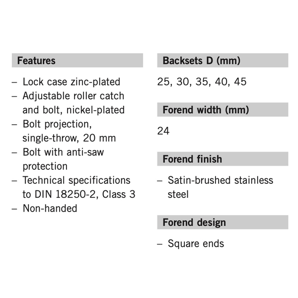 DORMAKABA 985 滾珠型水平鎖 Narrow Swing Door Lock-美德亞有限公司