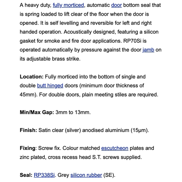 RAVEN RP70SI 下降壓條 Smoke Sealing System-美德亞有限公司