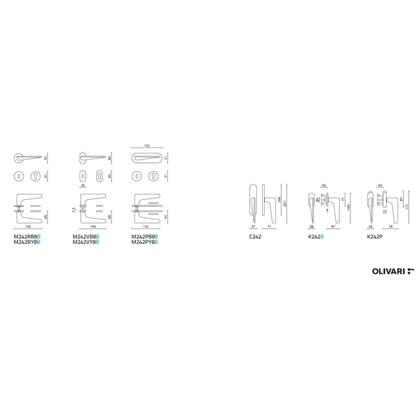 OLIVARI Twist 進口水平把手 Door Handle-美德亞有限公司