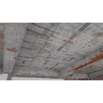 平頂鋼筋外露epoxy砂漿批覆補強，貼碳纖維布補強