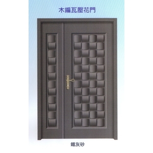 木編瓦內玄關壓花門,大亞金屬工程有限公司