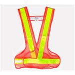 環保V型反光背心-網布螢光橙／反光條黃 , 晶順工業有限公司
