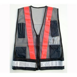 日式多口袋-網布深藍／反光條上橘下白 , 晶順工業有限公司