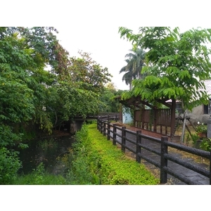 仿木欄桿及枕木步道