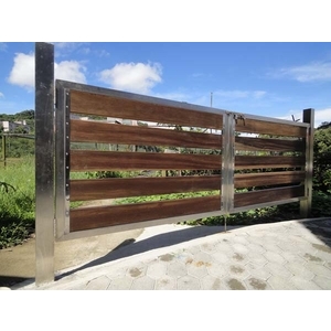 不鏽鋼 黃金柚木 雙開門