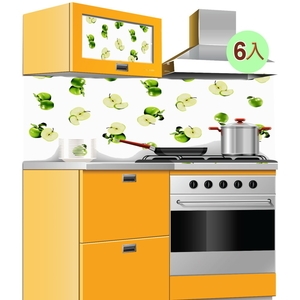 噴水就黏 無膠式廚房防污防水快速壁貼組 6入組青蘋綠 , 威翰有限公司