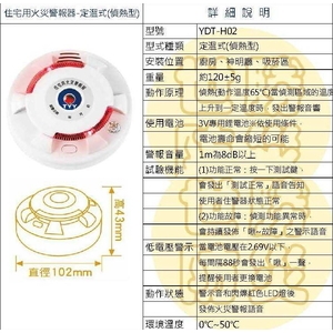 住宅用偵熱型定溫式火災警報器,世勝防災設備工程有限公司