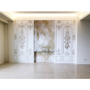 法式浮雕壁板電視牆