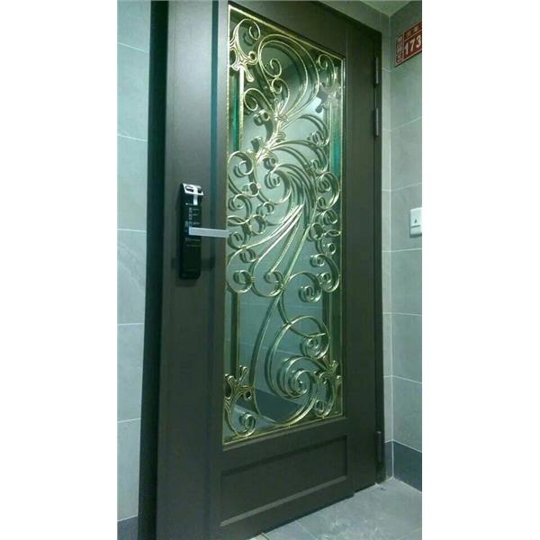 指紋鎖密碼鎖+木編瓦雙玄關門