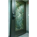 指紋鎖密碼鎖+木編瓦雙玄關門 - 廣益金屬建材公司