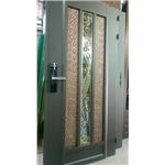 指紋鎖密碼鎖+木編瓦雙玄關門 - 廣益金屬建材公司