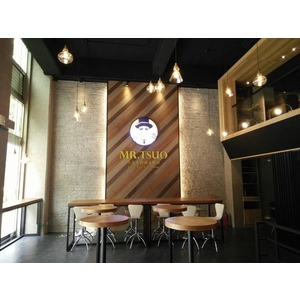 商業空間餐廳主牆挑高空間人造輕質石牆,無須泥作快速上牆,無石材重量施做困擾 , 美綠裝飾建材有限公司