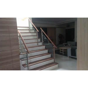 不銹鋼+木質樓梯扶手