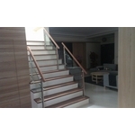 不銹鋼+木質樓梯扶手 - 品居不銹鋼系統櫥俱企業社