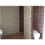 玻璃馬賽克GR0402(牆), 木紋磚K15601(牆), 六角磚E681(地) - 高詠建材有限公司