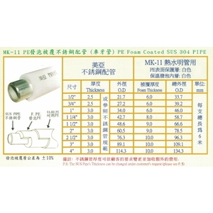 MK-11 PE發泡被覆不銹鋼配管(車牙管) , 星灃水電管件企業股份有限公司