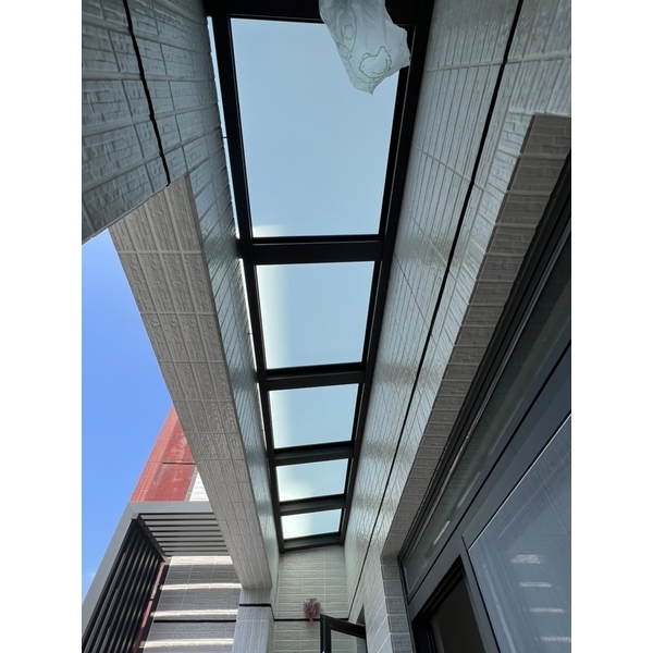 新北市樹林區透天住宅-加裝鋁鋼構雨遮＆鋁合金防盜窗＆冷氣維修防護籠-富祥鋼鋁企業社