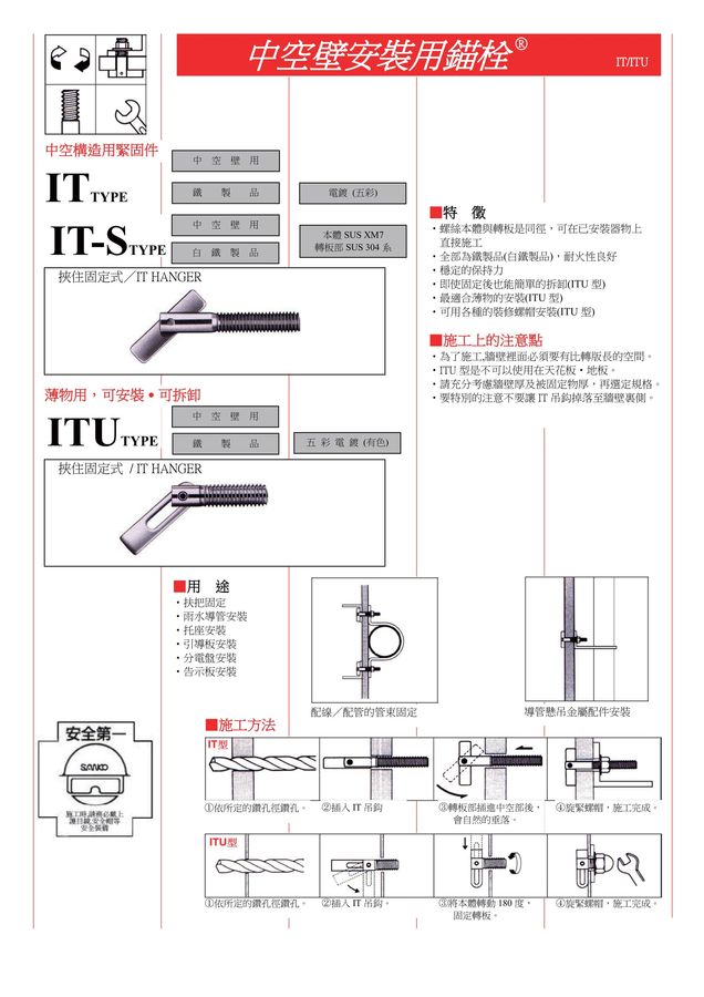 中空壁用錨栓 ITハンガー IT-1010S