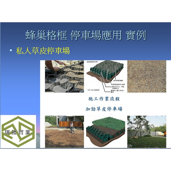 蜂巢格框(圍束格框)? 加勁草皮停車場 蜂巢格框(圍束格框)? 加勁草皮停車場,瑞塍實業有限公司