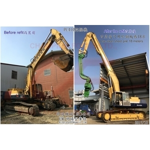 挖掘機改裝加長手臂＆打樁錘,明暘機械股份有限公司