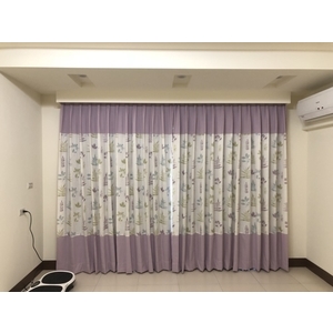 落地窗拼布窗簾設計