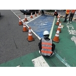 臺南市新化區塗裝工程實績|新化休息站冷塑型彩色止滑道路停車格工程-新晟化工原料企業有限公司