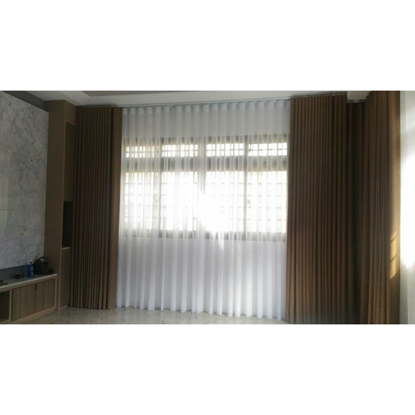 雙層式三折景一布一紗 雙層式三折景一布一紗-忠允窗簾企業社