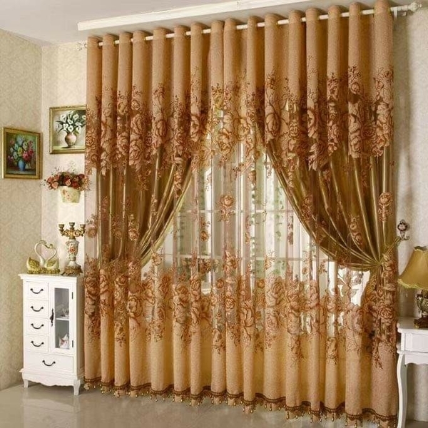 歐式窗簾蛇行簾一布一紗