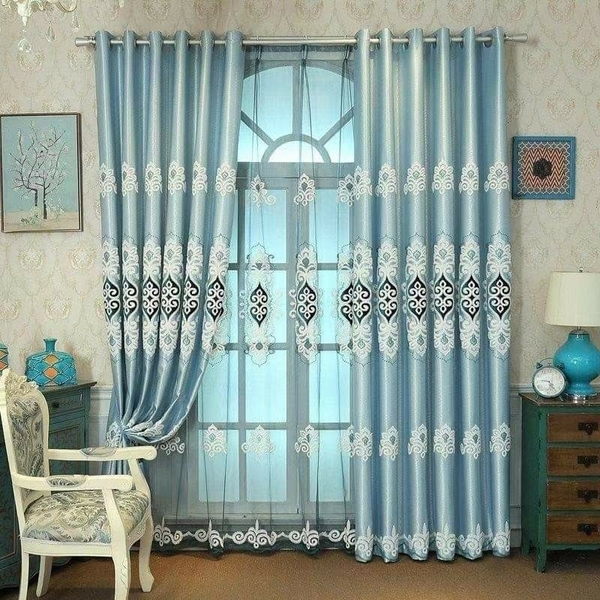 歐式窗簾蛇行簾一布一紗