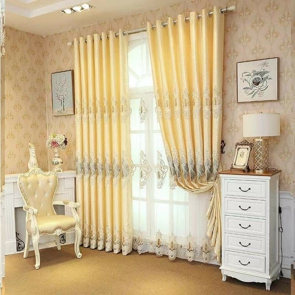 歐式窗簾蛇行簾一布一紗