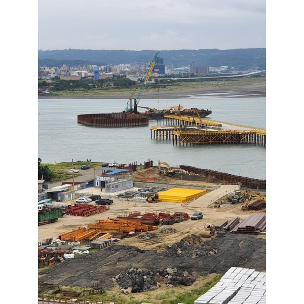 淡江大橋-鋼板樁圍堰、安全支撐、施工構台、施工便橋