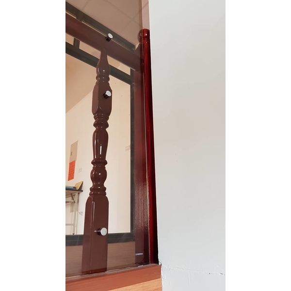 頂樓平台木扶手加安全玻璃-佑禎扶手裝潢行