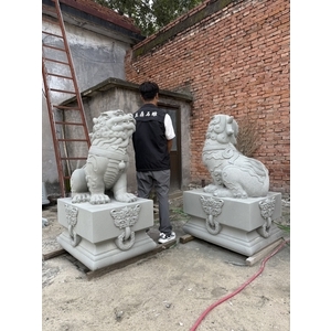 靈獸石雕-造型（獅）青斗石雕製