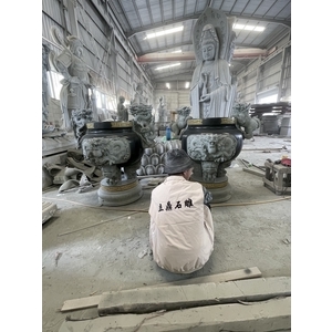 宗教石雕-客制羅源青斗石雕製香爐