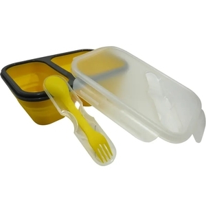 長方型兩格伸縮密封保鮮盒附湯匙叉子,詠泰橡膠有限公司