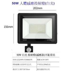50W人體感應投射燈,永豐照明有限公司
