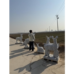 石雕白花崗石梅花鹿