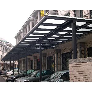 鋁H型鋼構採光罩+白毛玻璃