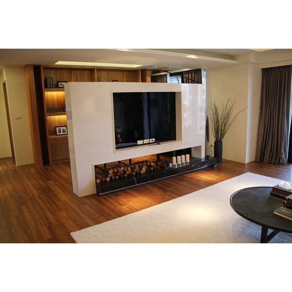 01 IMG_7156 人造雪白銀狐電視牆黑白根電視櫃-明日城s