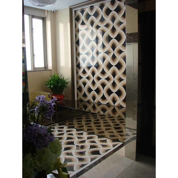 DSC00503 玄關-地板+背景牆-大理石水刀拼花(魔方)-伸達ss