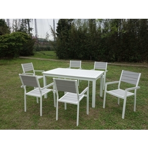 36-1 HT-376 鋁板條長方桌椅組,老貝壳股份有限公司