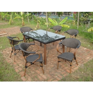 40-2 HT-704 長方桌鋁布扶手椅組,老貝壳股份有限公司