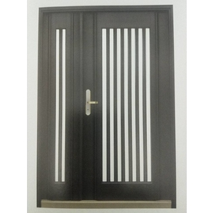 格柵式鐵灰砂-烤漆門 , 現代鋼鋁門窗有限公司