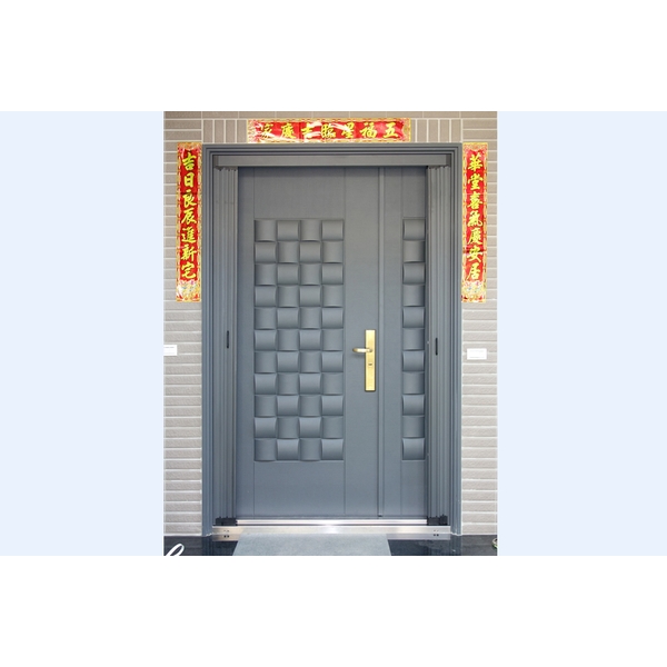 木編瓦鑄鋁子母大門+無軌摺疊紗門,名流建材企業股份有限公司